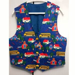 Vintage handmade vest teacher bus driver color blue M/L specialized buttons